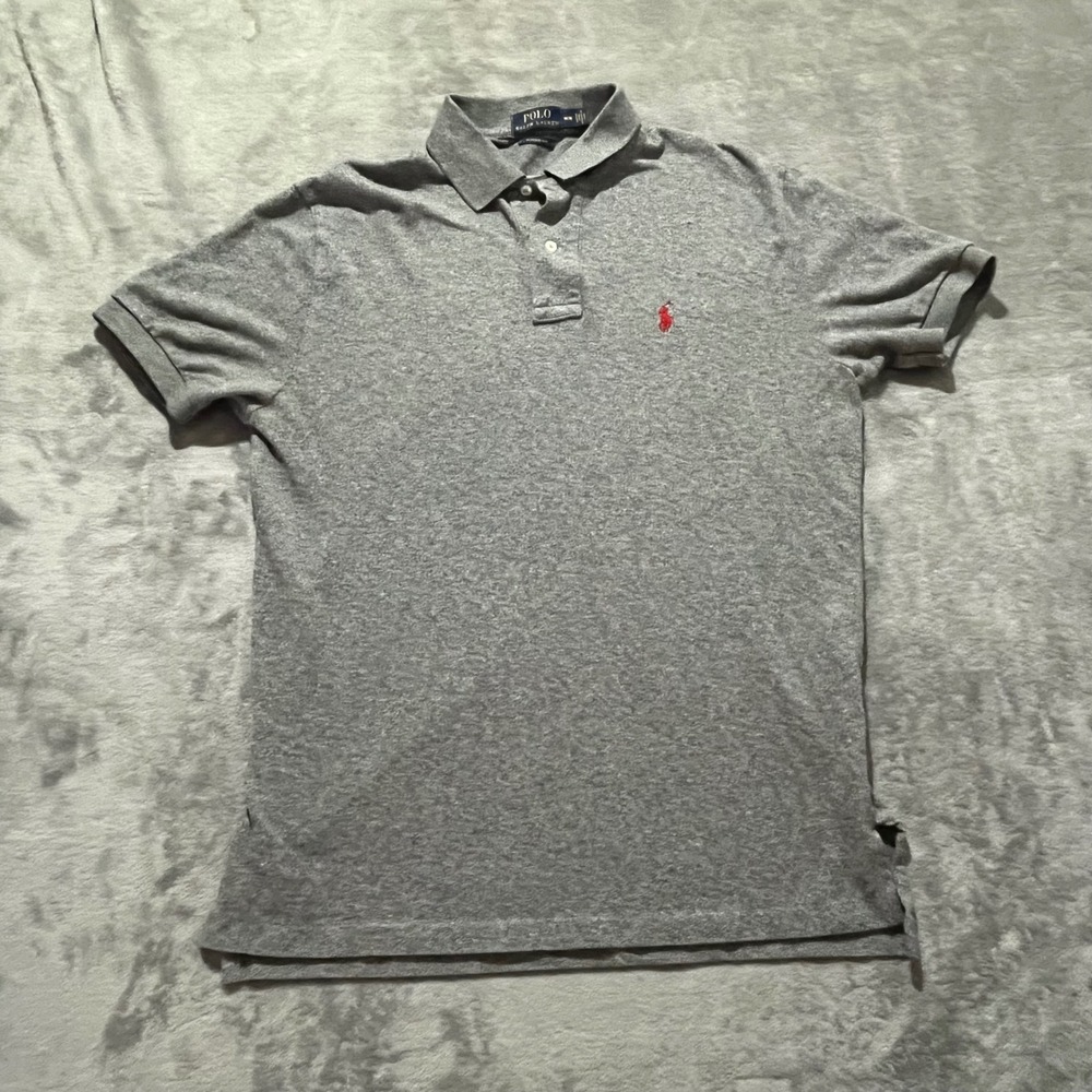 Polo Ralph Lauren Polo Shirt Mens Medium Grey Short Sleeve Classic Fit